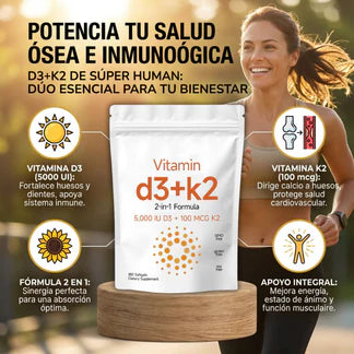 Vitamina D3+K2 (60) Fórmula Premium para huesos fuertes y energía diaria 60 Softgels