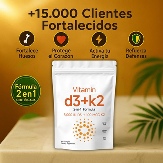 Vitamina D3+K2 (60) Fórmula Premium para huesos fuertes y energía diaria 60 Softgels